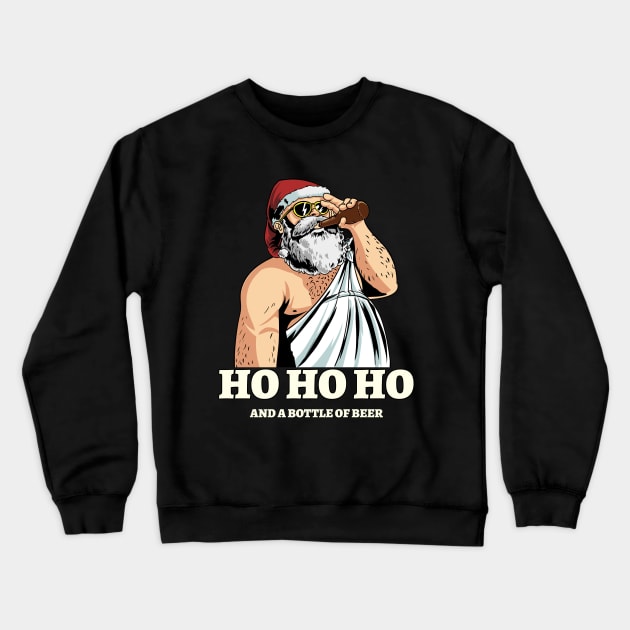 Funny Santa Beer Crewneck Sweatshirt by Classic & Vintage Tees